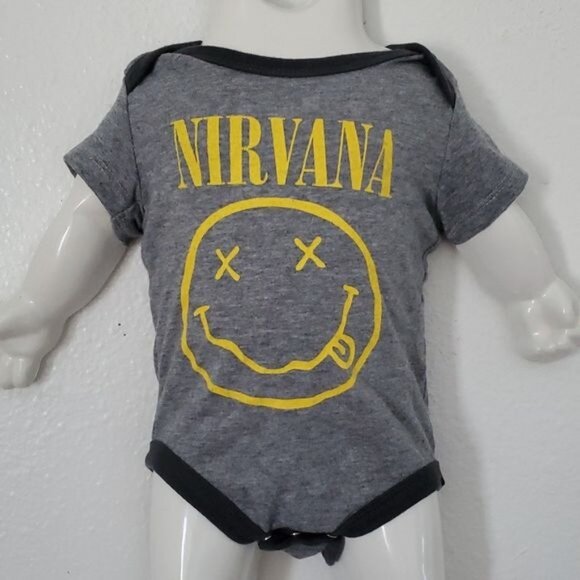 0-3 Months Nirvana Band Baby ONE PIECE T Shirt Tee One Piece Tops Gray White - Picture 7 of 11